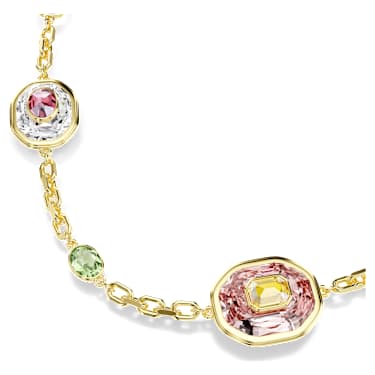 Chroma Dizi Kolye, Sekizgen kesim, Çok renkli, 18k altın rengi yüzey - Swarovski, 5705581