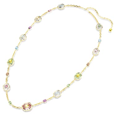 Chroma Dizi Kolye, Sekizgen kesim, Çok renkli, 18k altın rengi yüzey - Swarovski, 5705581