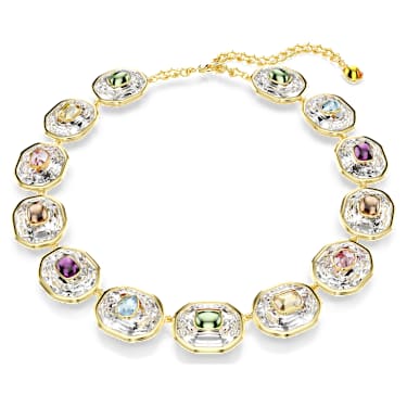 Chroma Tennis necklace, Octagon cut, Multicolored, Gold-tone plated - Swarovski, 5705587