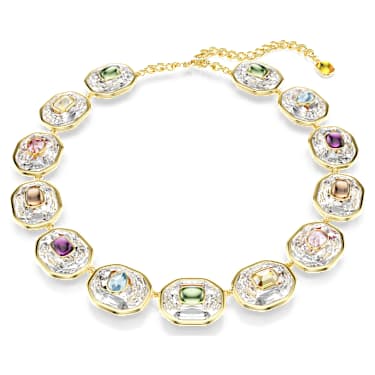 Chroma Tennis necklace, Octagon cut, Multicolored, Gold-tone plated - Swarovski, 5705587