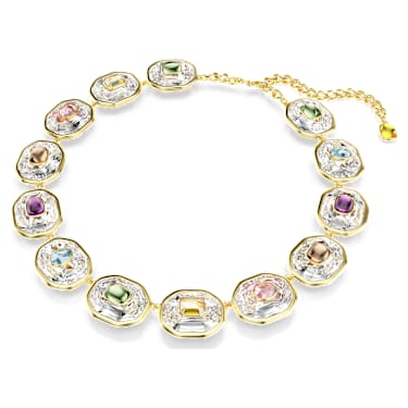 Chroma Tennis necklace, Octagon cut, Multicolored, Gold-tone plated - Swarovski, 5705587