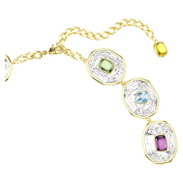 Chroma Tennis 项链, 八角形切割, 流光溢彩, 金色饰面 - Swarovski, 5705587