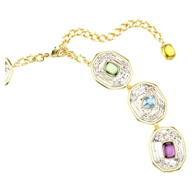 Chroma Tennis necklace, Octagon cut, Multicolored, Gold-tone plated - Swarovski, 5705587