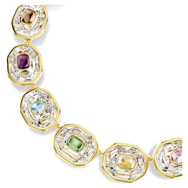 Chroma Tennis necklace, Octagon cut, Multicolored, Gold-tone plated - Swarovski, 5705587
