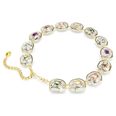 Chroma Tennis necklace, Octagon cut, Multicolored, Gold-tone plated - Swarovski, 5705587