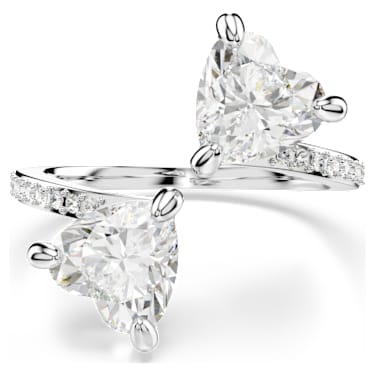 Mesmera Attract Offener Ring, Herzschliff, Pavé, Herz, Weiß, Silberfarbenes Finish - Swarovski, 5705591