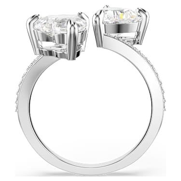 Mesmera Attract open ring, Heart cut, Pavé, Heart, White, Silver-tone finish - Swarovski, 5705593