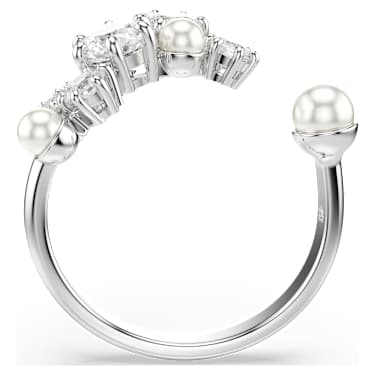 Constella open ring, Crystal pearl, Round cuts, White, Rhodium plated - Swarovski, 5705596
