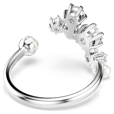 Constella open ring, Crystal pearl, Round cuts, White, Rhodium plated - Swarovski, 5705596
