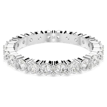 Matrix Vittore 戒指, 圓形切割, 白色, 銀色調潤飾 - Swarovski, 5705601