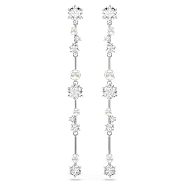 Constella 드롭 이어링, 크리스털 펄, 라운드 컷, 화이트, 로듐 플래팅 - Swarovski, 5705614