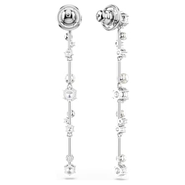 Constella 드롭 이어링, 크리스털 펄, 라운드 컷, 화이트, 로듐 플래팅 - Swarovski, 5705614