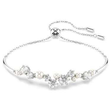 Constella Armreif, Kristallperle, Rundschliffe, Weiß, Rhodiniert - Swarovski, 5705618