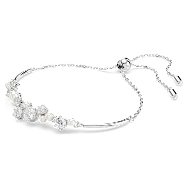 Constella Armreif, Kristallperle, Rundschliffe, Weiß, Rhodiniert - Swarovski, 5705618