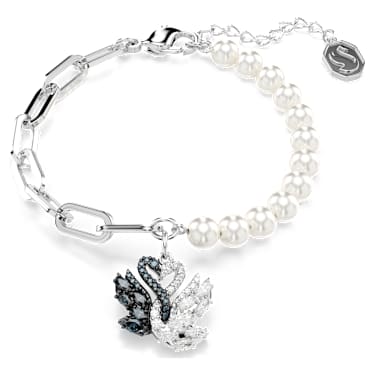 Swan 브레이슬릿, 크리스털 펄, 스완, 블랙, 믹스 메탈 피니시 - Swarovski, 5705720