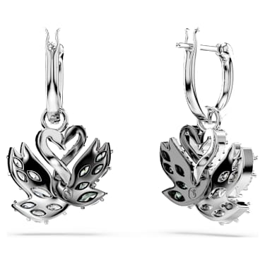Pendientes Swan, Cisne, Negros, Combinación de acabados metálicos - Swarovski, 5705728