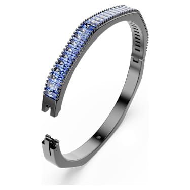 Matrix bangle, Baguette cut, Blue, Ruthenium plated - Swarovski, 5705776