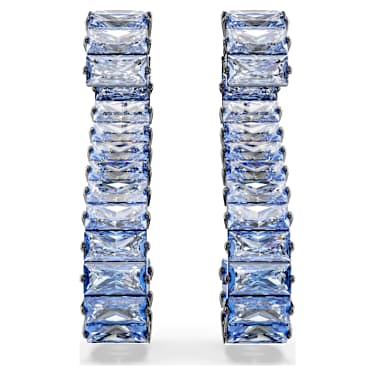 Matrix 드롭 이어링, 바게트 컷, 블루, 루테늄 플래팅 - Swarovski, 5705780