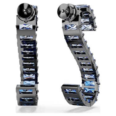 Matrix 드롭 이어링, 바게트 컷, 블루, 루테늄 플래팅 - Swarovski, 5705780