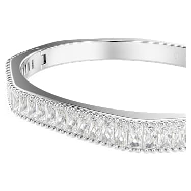 Matrix bangle, Baguette cut, Octagon shape, White, Rhodium plated - Swarovski, 5705784