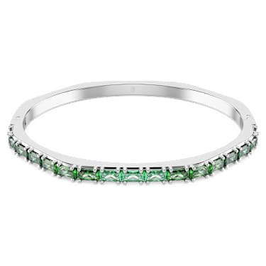 Brazalete Matrix, Talla baguette, Forma octagonal, Verde, Baño de rodio - Swarovski, 5705785