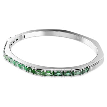 Matrix 手鐲, 長方形切割, 八邊形, 綠色, 鍍白金色 - Swarovski, 5705785