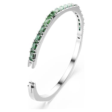 Bracelet-jonc Matrix, Taille baguette, Forme octogonale, Vert, Métal rhodié - Swarovski, 5705785