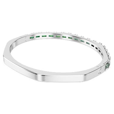 Matrix bangle, Baguette cut, Octagon shape, Green, Rhodium plated - Swarovski, 5705785