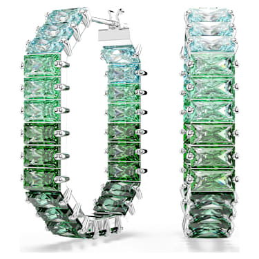 Matrix Kreolen, Baguette-Schliff, Achteckform, Farbverlauf, Grün, Rhodiniert - Swarovski, 5705787