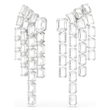 Millenia Ohrclips, Oktagon-Schliff, Chandelier, Weiß, Rhodiniert - Swarovski, 5705796