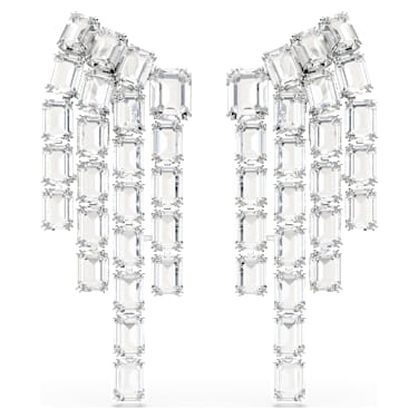 Millenia Ohrclips, Oktagon-Schliff, Chandelier, Weiß, Rhodiniert - Swarovski, 5705796