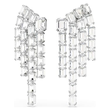Millenia Ohrclips, Oktagon-Schliff, Chandelier, Weiß, Rhodiniert - Swarovski, 5705796