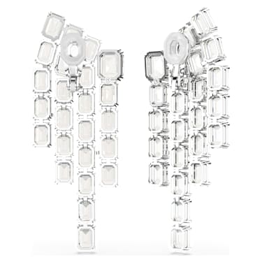 Millenia Ohrclips, Oktagon-Schliff, Chandelier, Weiß, Rhodiniert - Swarovski, 5705796