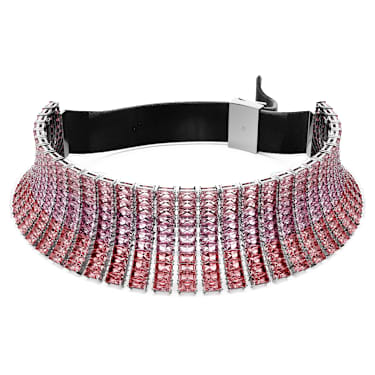 Matrix 頸鍊, 長方形切割, 粉紅色, 鍍白金色 - Swarovski, 5705800