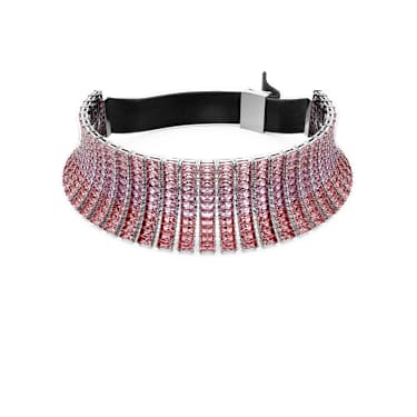 Matrix 頸鍊, 長方形切割, 粉紅色, 鍍白金色 - Swarovski, 5705800