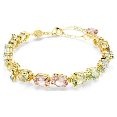 Gema Tennis bracelet, Mixed cuts, Multicolored, Gold-tone plated - Swarovski, 5705808