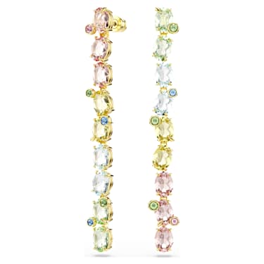Gema Hängande örhängen, Asymmetrisk design, Blandade slipningar, Långa, Flerfärgade, 18K guldfinish - Swarovski, 5705809