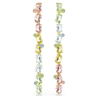 Gema Hängande örhängen, Asymmetrisk design, Blandade slipningar, Långa, Flerfärgade, 18K guldfinish - Swarovski, 5705809
