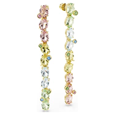 Gema Hängande örhängen, Asymmetrisk design, Blandade slipningar, Långa, Flerfärgade, 18K guldfinish - Swarovski, 5705809