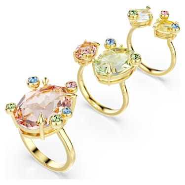 Gema ring, Set (3), Mixed cuts, Multicolored, Gold-tone plated - Swarovski, 5705811