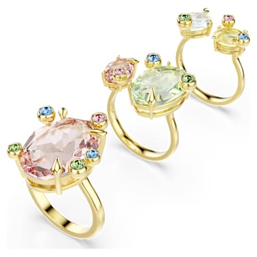 Gema ring, Set (3), Mixed cuts, Multicoloured, 18K gold finish - Swarovski, 5705811