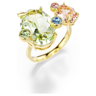 Gema ring, Set (3), Mixed cuts, Multicoloured, Gold-tone plated - Swarovski, 5705812