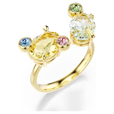 Gema ring, Set (3), Mixed cuts, Multicoloured, Gold-tone plated - Swarovski, 5705812