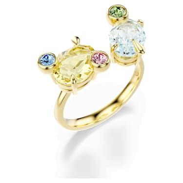 Prstan Gema, Komplet (3), Mešani rezi, Večbarven, V videzu 18-karatnega zlata - Swarovski, 5705812