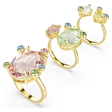 Gema ring, Set (3), Mixed cuts, Multicoloured, 18K gold finish - Swarovski, 5705814