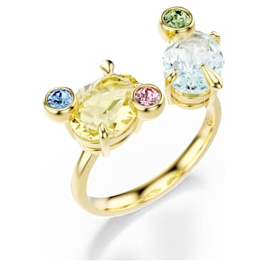 Gema ring, Set (3), Mixed cuts, Multicoloured, 18K gold finish - Swarovski, 5705815