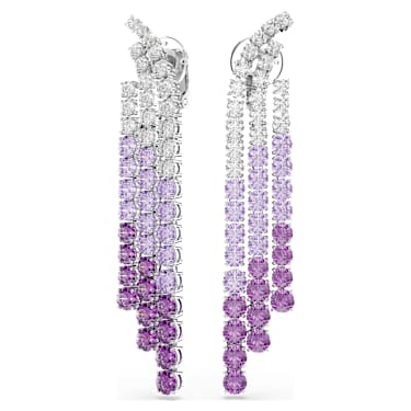 Matrix 클립 이어링, 컬러 그라데이션, 라운드 컷, 퍼플, 로듐 플래팅 - Swarovski, 5705831