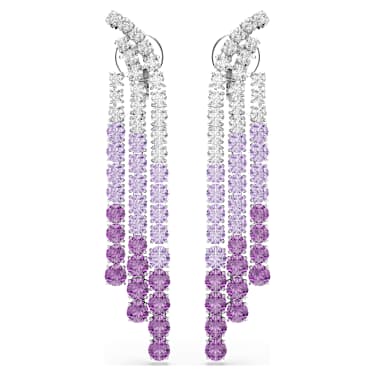 Matrix 클립 이어링, 컬러 그라데이션, 라운드 컷, 퍼플, 로듐 플래팅 - Swarovski, 5705831