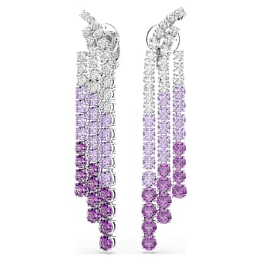 Matrix 클립 이어링, 컬러 그라데이션, 라운드 컷, 퍼플, 로듐 플래팅 - Swarovski, 5705831
