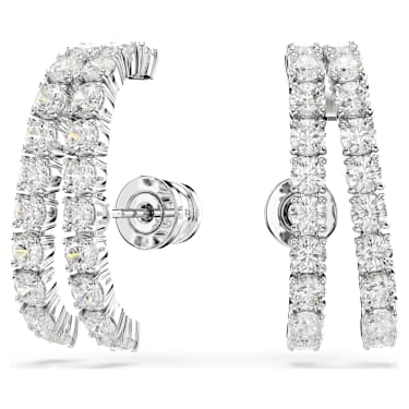 Manchettes d’oreilles Matrix, Taille ronde, Blanches, Métal rhodié - Swarovski, 5705835